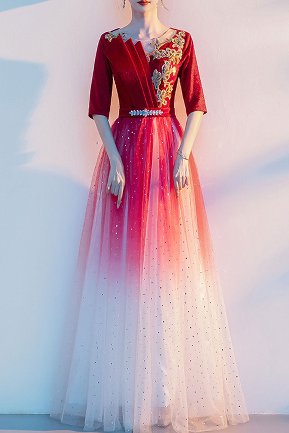 Starry Sky Evening Dress for Women – Elegant Blue Gown for Chorus, Hosting, Art Exams & Solo Performances