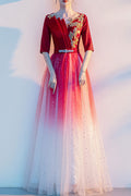 Starry Sky Evening Dress for Women – Elegant Blue Gown for Chorus, Hosting, Art Exams & Solo Performances