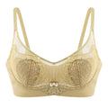 Women Crystal Cup Bra Ultra-Thin Sponge-Free Wire-Free Lace Bunny Ears Large Breasts Slim Adjustable Bra