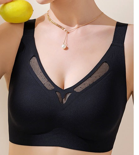 Women’s Seamless Jelly Strip Bra – Full Cup, Thin & Hollow Design | Invisible Support for Big Breasts