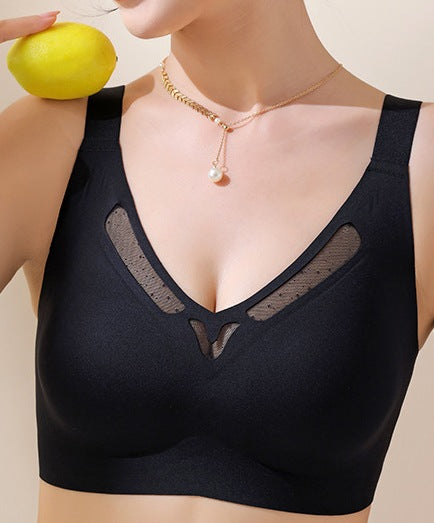Women’s Seamless Jelly Strip Bra – Full Cup, Thin & Hollow Design | Invisible Support for Big Breasts