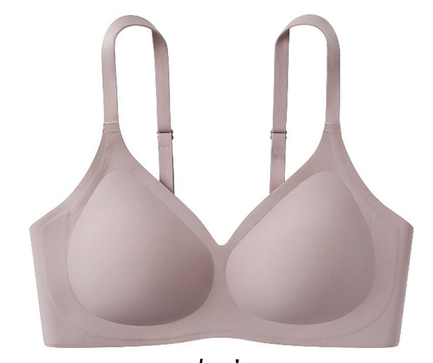 Women Thin Jelly Strip Soft Support One-piece Seamless Push-up Glossy Fixed cup bra