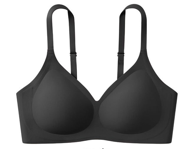 Women Thin Jelly Strip Soft Support One-piece Seamless Push-up Glossy Fixed cup bra