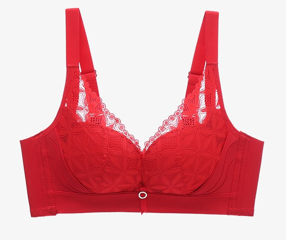 Women’s Red Wedding Lace Push-Up Bra – Medium Thickness | Adjustable Fit | Ideal for Small Busts