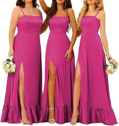 2025 New Elegant Bridesmaid Dress – Long Chiffon Evening Gown with Spaghetti Straps | Formal Suspender Dress for Women