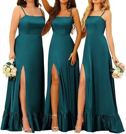2025 New Elegant Bridesmaid Dress – Long Chiffon Evening Gown with Spaghetti Straps | Formal Suspender Dress for Women