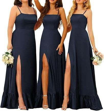 2025 New Elegant Bridesmaid Dress – Long Chiffon Evening Gown with Spaghetti Straps | Formal Suspender Dress for Women