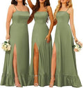 2025 New Elegant Bridesmaid Dress – Long Chiffon Evening Gown with Spaghetti Straps | Formal Suspender Dress for Women