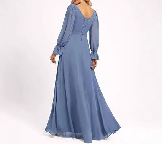 2025 Elegant Women's Evening Dress – Long Sleeve Formal Gown for Parties, Red Carpet, or Host Events