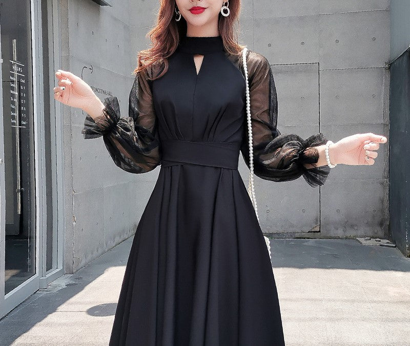 2025 New High-End Black Evening Gown – Light Luxury Banquet Dress with Daily Elegance & Celebrity Temperament