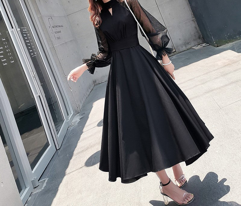 2025 New High-End Black Evening Gown – Light Luxury Banquet Dress with Daily Elegance & Celebrity Temperament