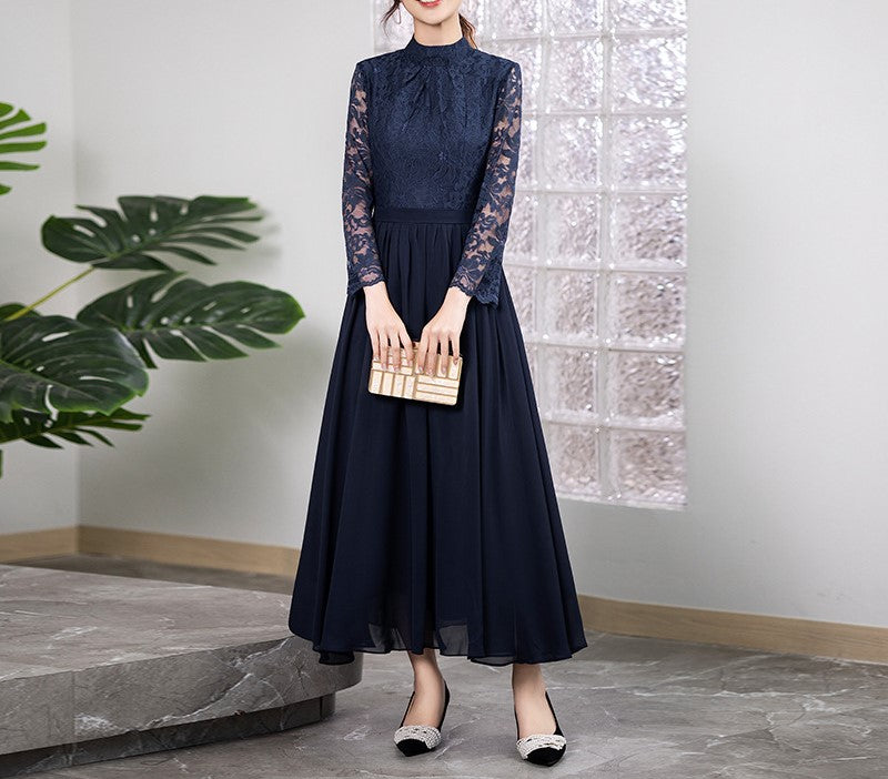 2025 New Fairy-Inspired Evening Dress for Women – Elegant Long Sleeve Banquet Host Gown