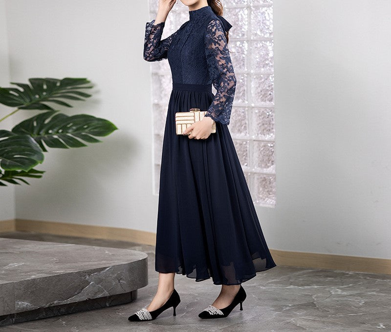 2025 New Fairy-Inspired Evening Dress for Women – Elegant Long Sleeve Banquet Host Gown