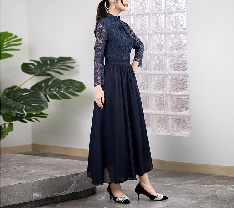 2025 New Fairy-Inspired Evening Dress for Women – Elegant Long Sleeve Banquet Host Gown
