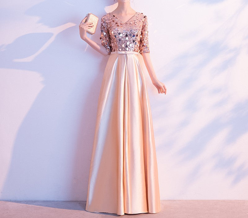 Radiant Luxe Golden Satin Dress – Elegant New Style for Women