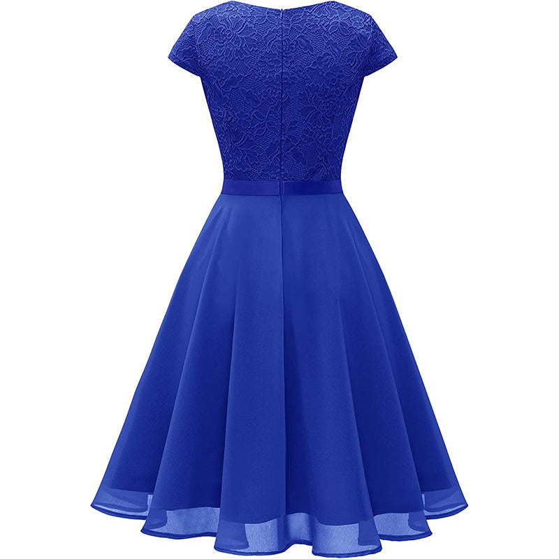 Summer Mesh Suspender Bridesmaid Dress – Elegant Flowing Medium-Length Gown