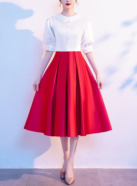 National Day Performance Outfit – Blue Temperament Short Skirt for College Students’ Red Song Recitation