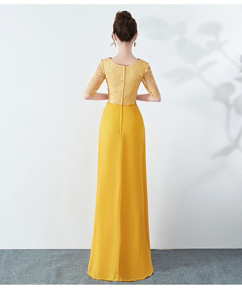 Elegant Long Evening Dresses for Women – Choir Performance Costume Gown for Middle-Aged & Elderly – Formal Conductor Skirt Outfi