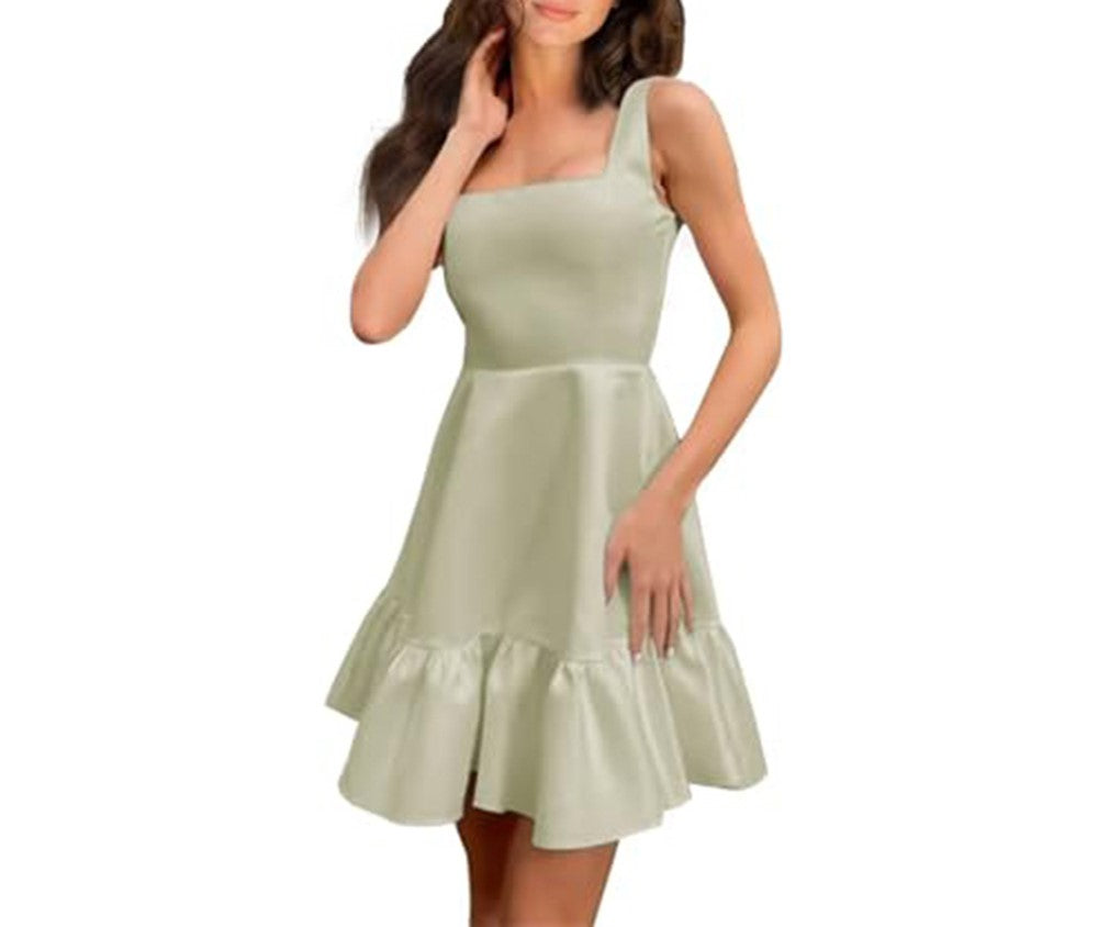 New Backless A-Line Mini Dress – Sexy Waist-Cinching Party Dress, Elegant & Simple