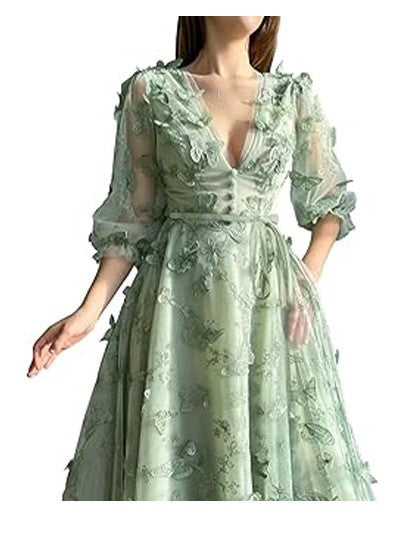Luxury French Green Evening Dress for Women – Elegant Niche Banquet Gown, High-End Birthday Host Dress