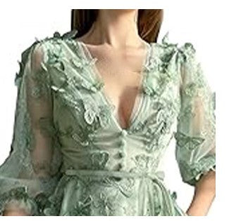 Luxury French Green Evening Dress for Women – Elegant Niche Banquet Gown, High-End Birthday Host Dress