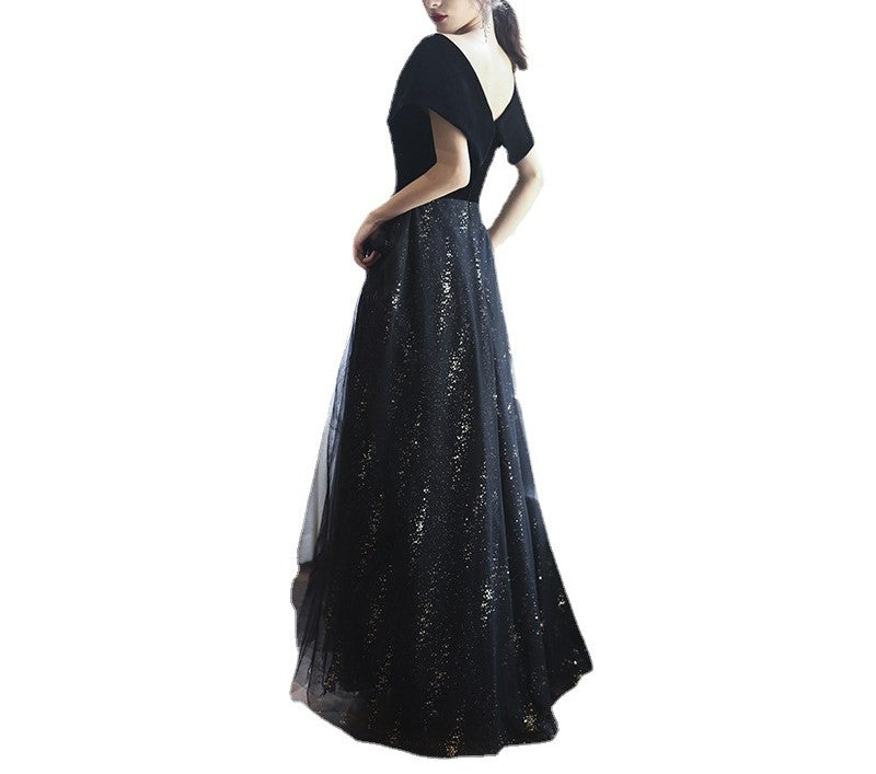 New Elegant Black Velvet Evening Dress for Women – Luxury Long Gown with Regal Aura, Perfect for Formal Events, Red Carpet & Hos