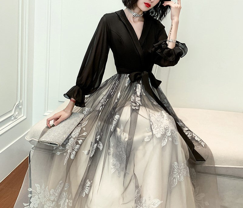 New Style Women's Black Evening Dress – Light Luxury Niche Design for Banquets, Everyday Elegance, Piano Performances