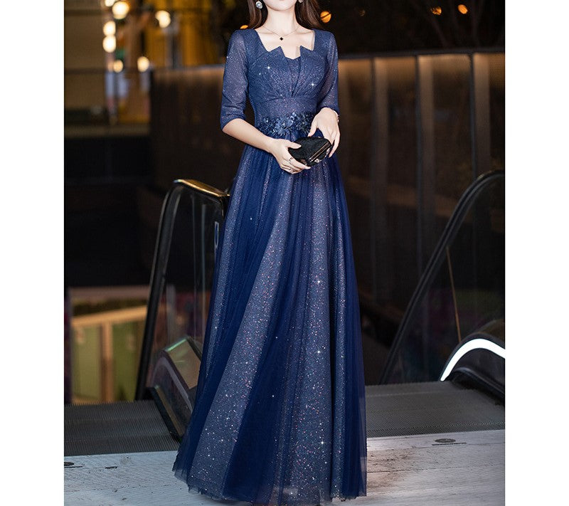 Elegant Blue Evening Dress – Luxury Celebrity-Inspired Gown for Gala