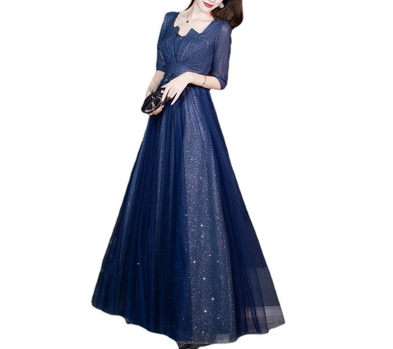 Elegant Blue Evening Dress – Luxury Celebrity-Inspired Gown for Gala