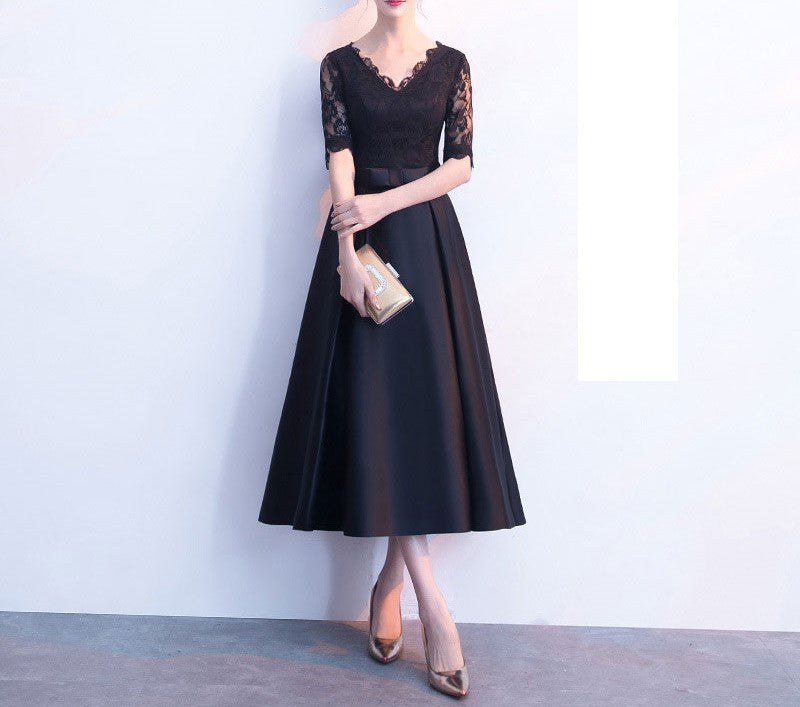 Elegant Black Small Evening Dress – Women's Banquet, Formal, Birthday, Host & Daily Wear Skirt