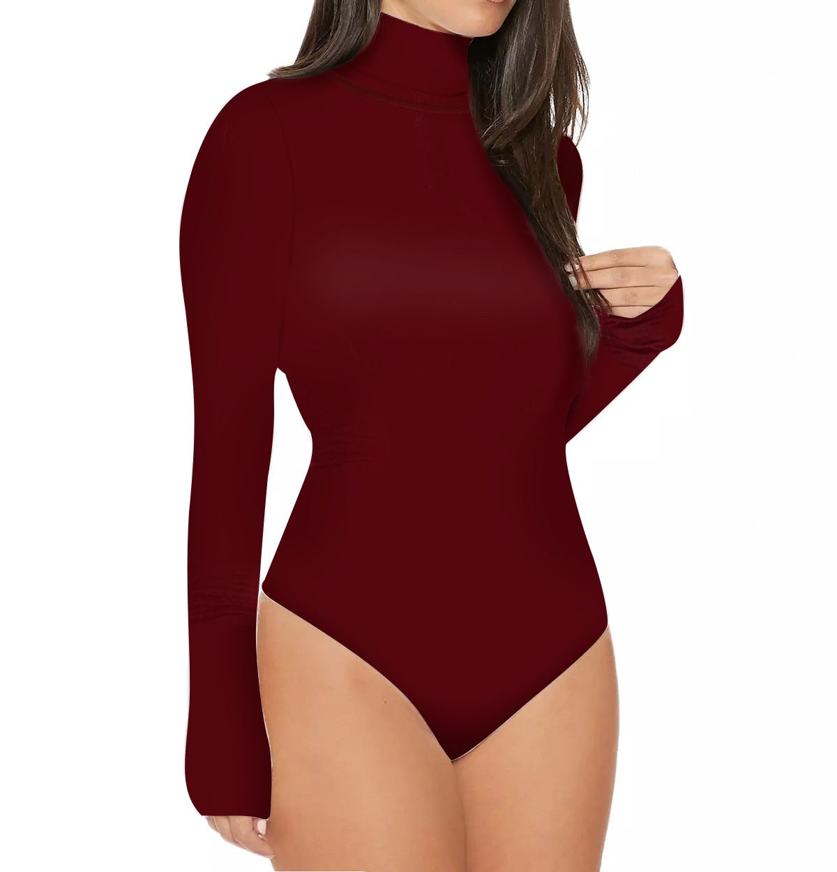 Women's Long Sleeve Swimsuit with Finger Cut - UV Protection One-Piece Swimwear with Thumbholes, Zipper Front