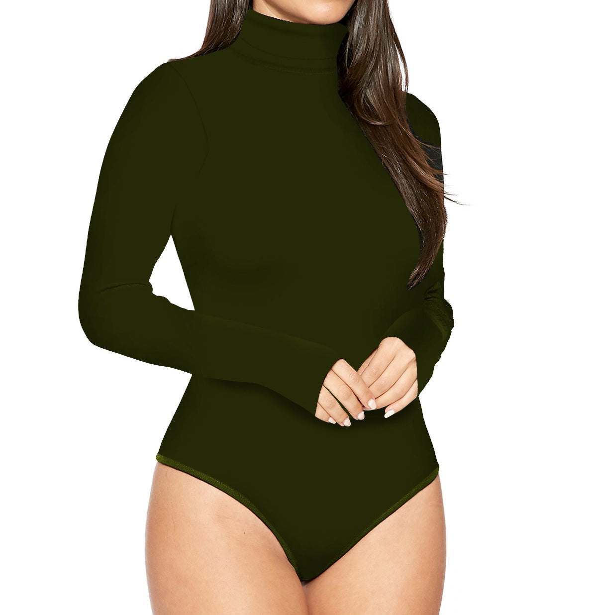 Women's Long Sleeve Swimsuit with Finger Cut - UV Protection One-Piece Swimwear with Thumbholes, Zipper Front