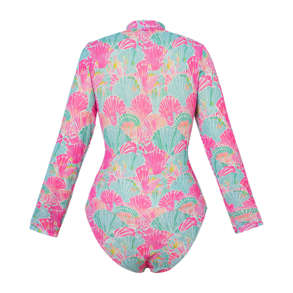 Women's Long Sleeve Zipper One-Piece Swimsuit
