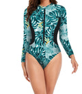 Women's One-Piece Printed Swimsuit - Long Sleeve Zipper Surf & Dive Suit for Spring Water Sports