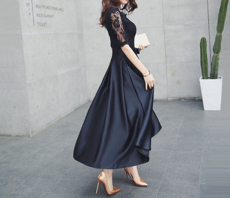 Elegant Black Small Evening Dress – Women's Banquet, Formal, Birthday, Host & Daily Wear Skirt