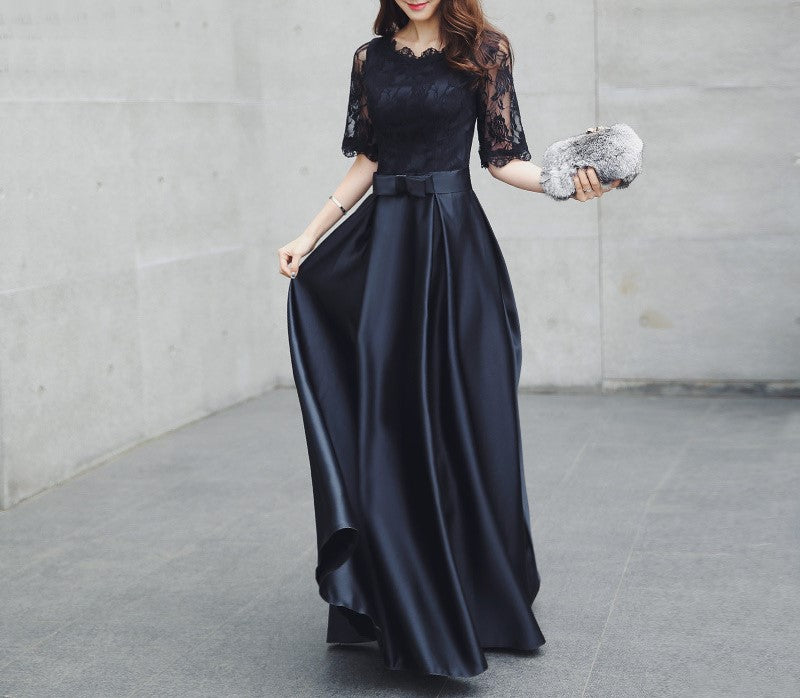 Elegant Black Small Evening Dress – Women's Banquet, Formal, Birthday, Host & Daily Wear Skirt