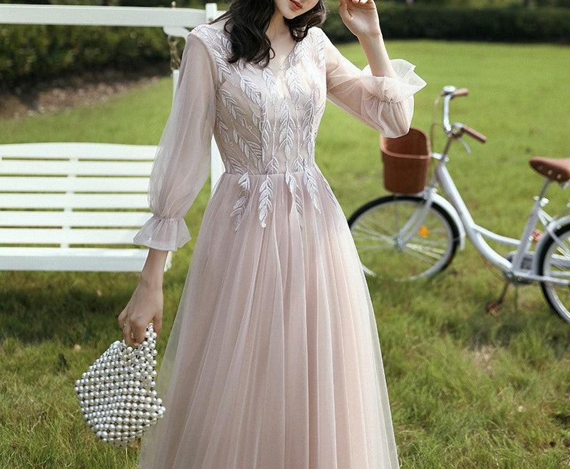 Elegant Long Bridesmaid Dress 2025 New Autumn Wedding Gown – Slim Fit, Stylish Dress for Sister Group & Girlfriends