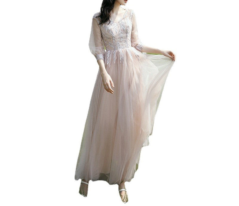 Elegant Long Bridesmaid Dress 2025 New Autumn Wedding Gown – Slim Fit, Stylish Dress for Sister Group & Girlfriends