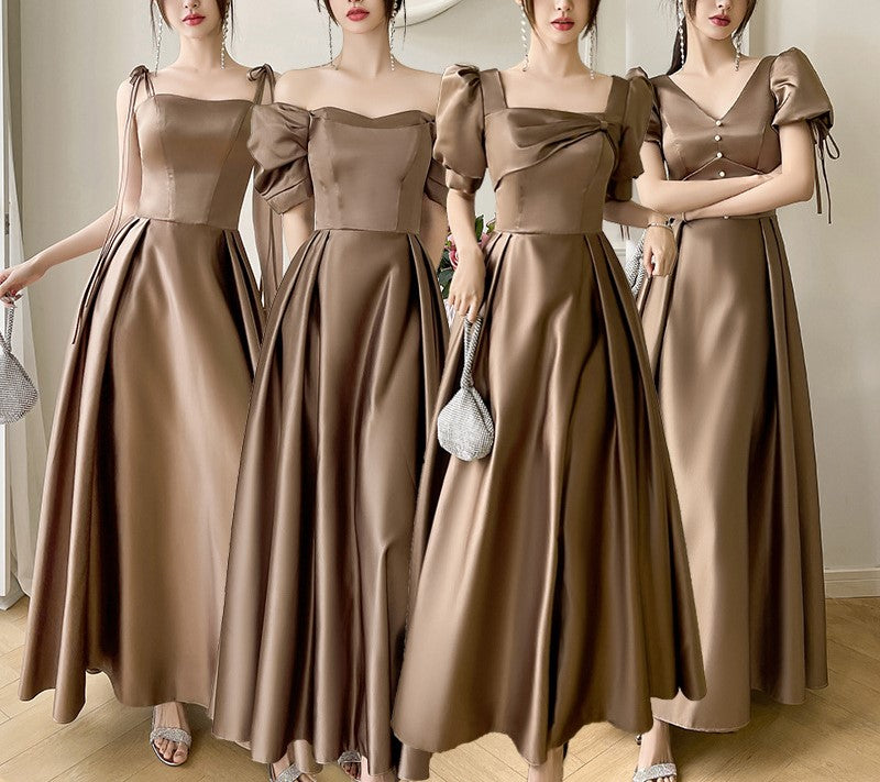 Summer Satin Bridesmaid Dress – Elegant Long Gown for Wedding, Banquet, Evening Party, Sisterhood Annual Meeting