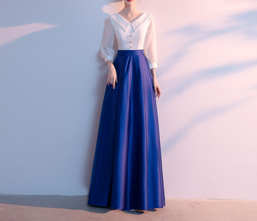 Women's Long Skirt College Style Choir Dress – Elegant Grand Chorus Performance Costume for Recitation & Stage Competitions