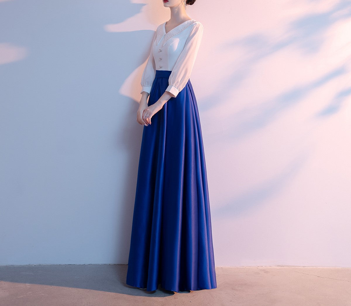 Women's Long Skirt College Style Choir Dress – Elegant Grand Chorus Performance Costume for Recitation & Stage Competitions