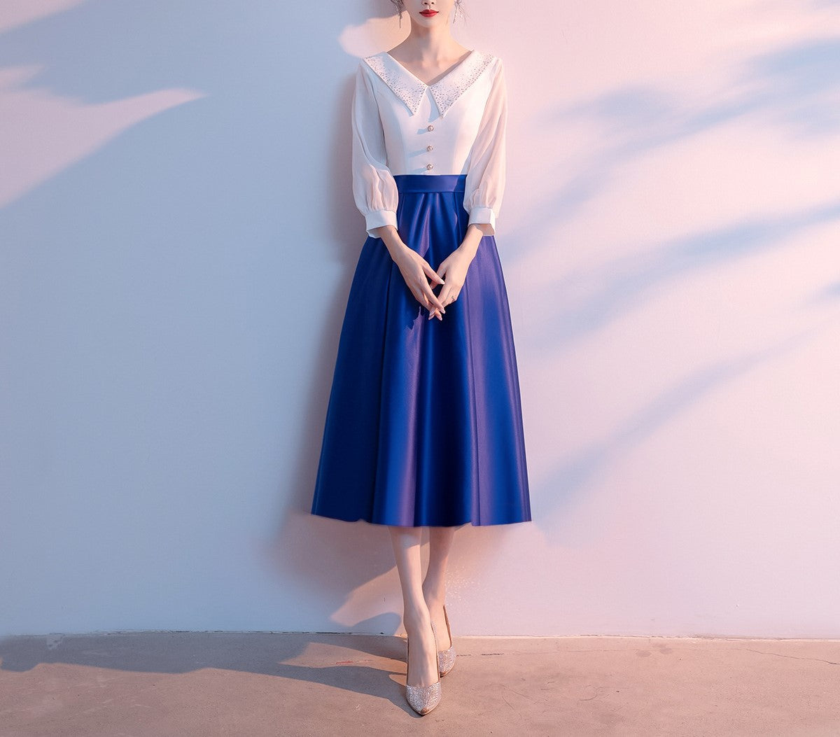 Women's Long Skirt College Style Choir Dress – Elegant Grand Chorus Performance Costume for Recitation & Stage Competitions