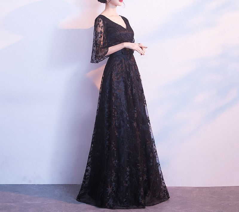 Summer Elegant Black Evening Gown – Slim Fit Formal Banquet Dress for Women, Host Style Long Dress