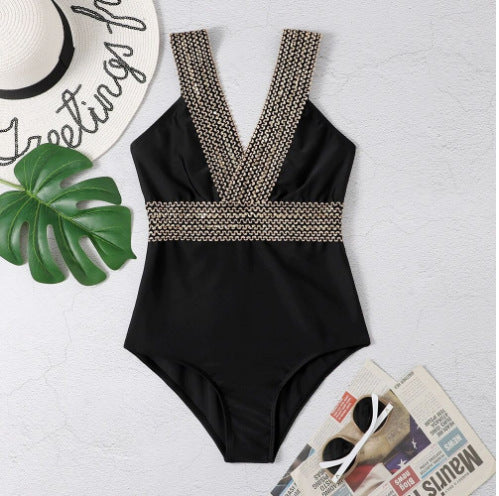 Women's One-Piece Deep V-Neck Swimsuit