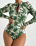 Women's Printed Long Sleeve One-Piece Swimsuit - Stylish Coverage & Comfort