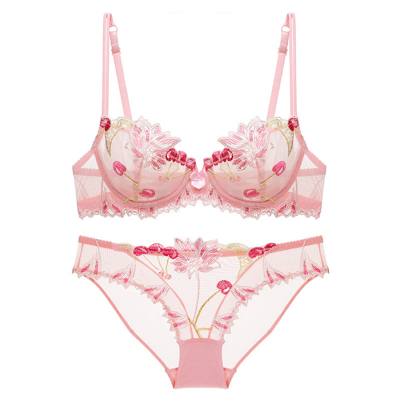 Women's Plus Size Breathable Gathered Bra & Panty Set