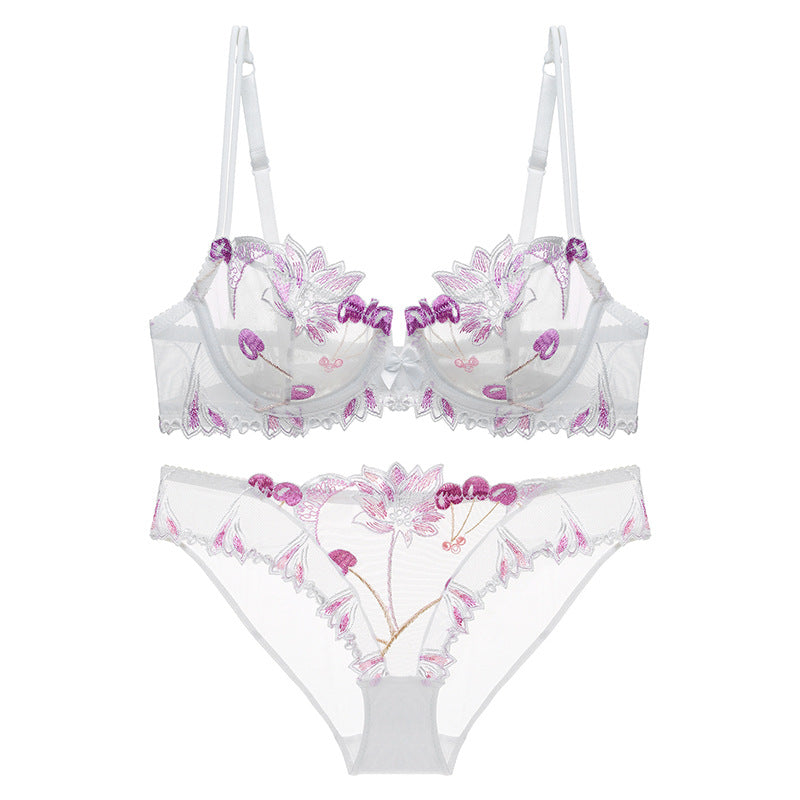 Women's Plus Size Breathable Gathered Bra & Panty Set