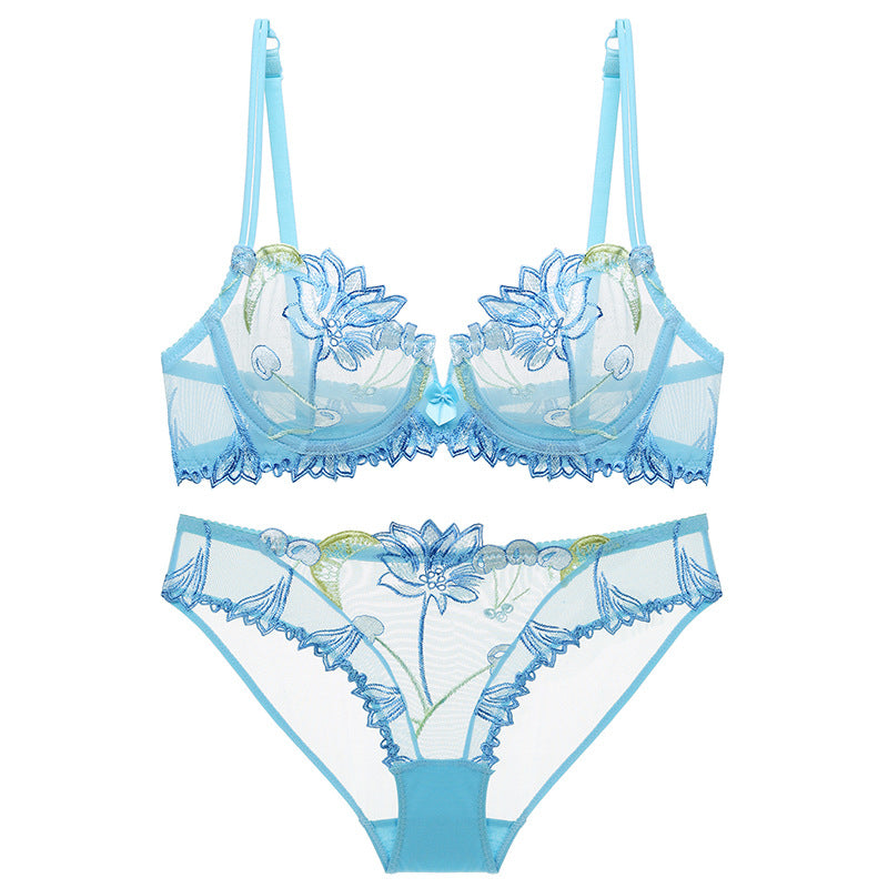 Women's Plus Size Breathable Gathered Bra & Panty Set