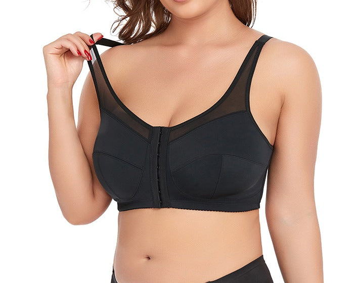 Women's Lace Front Buckle Bra – Ultra-Thin Large Cup Plus Size Comfort Lingerie
