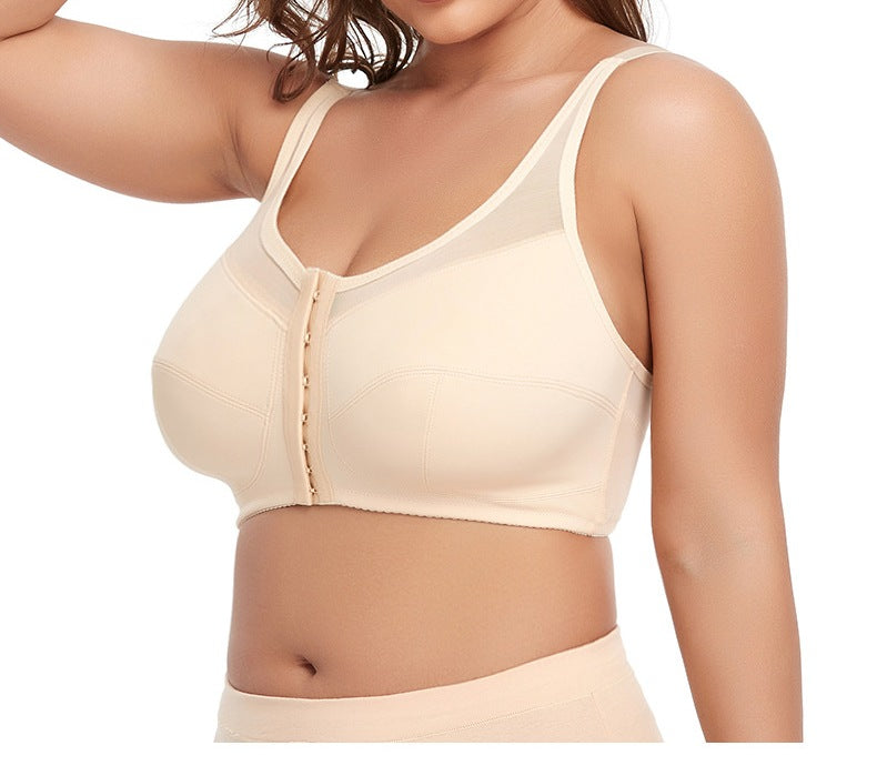 Women's Lace Front Buckle Bra – Ultra-Thin Large Cup Plus Size Comfort Lingerie